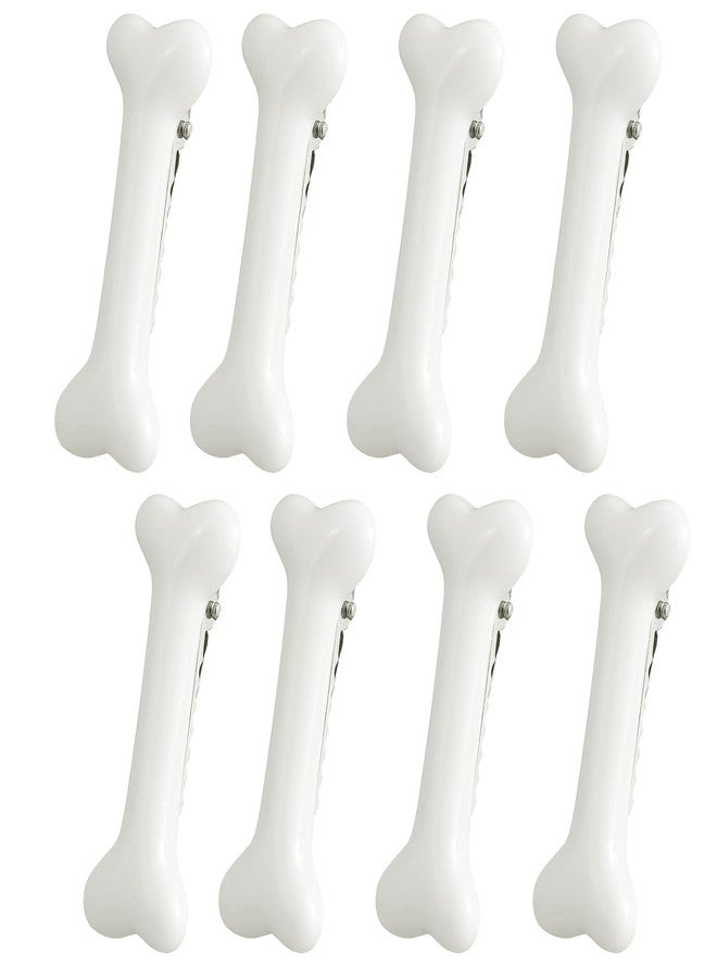 ROBOHOOK 8 Pcs Bone Hair Clips,Skull Scene Hair Clip,Dog Bone Hairpins,Hair Accessories for Halloween Cosplay Costume Party Daily Wear for Women Girls/White - Image 1